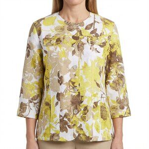 Alfred Dunner 3/4 Sleeve Floral Button-Front Jacket Size 12P